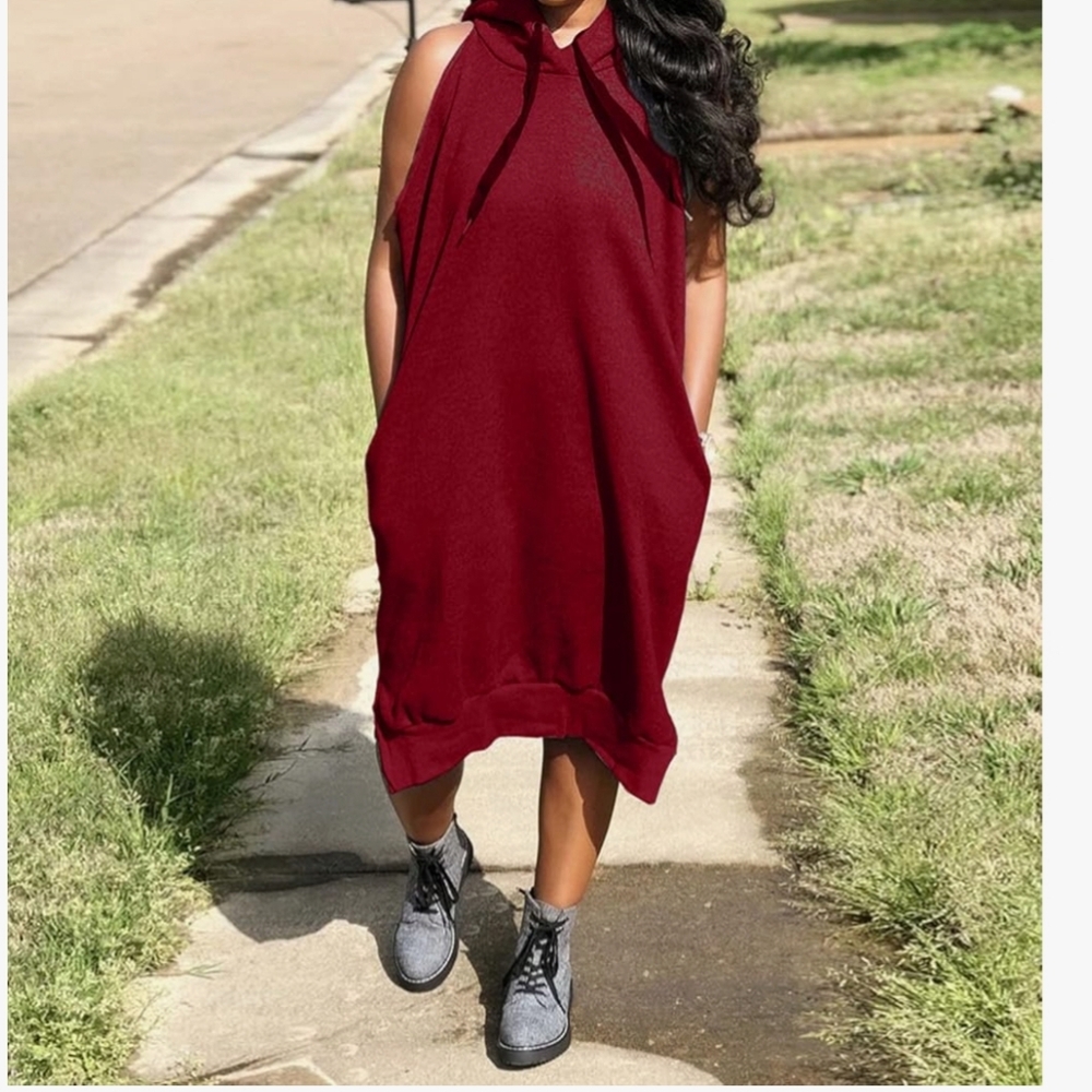 Womens Maxi Hooded Tank Top Dress